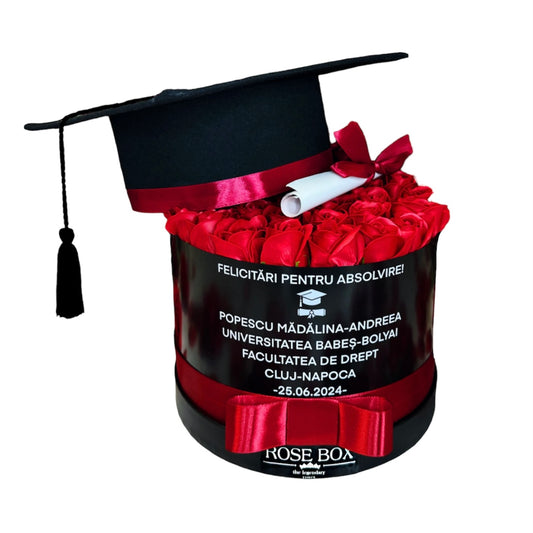 Cutie personalizată medie pentru absolvire cu tocă și papirus