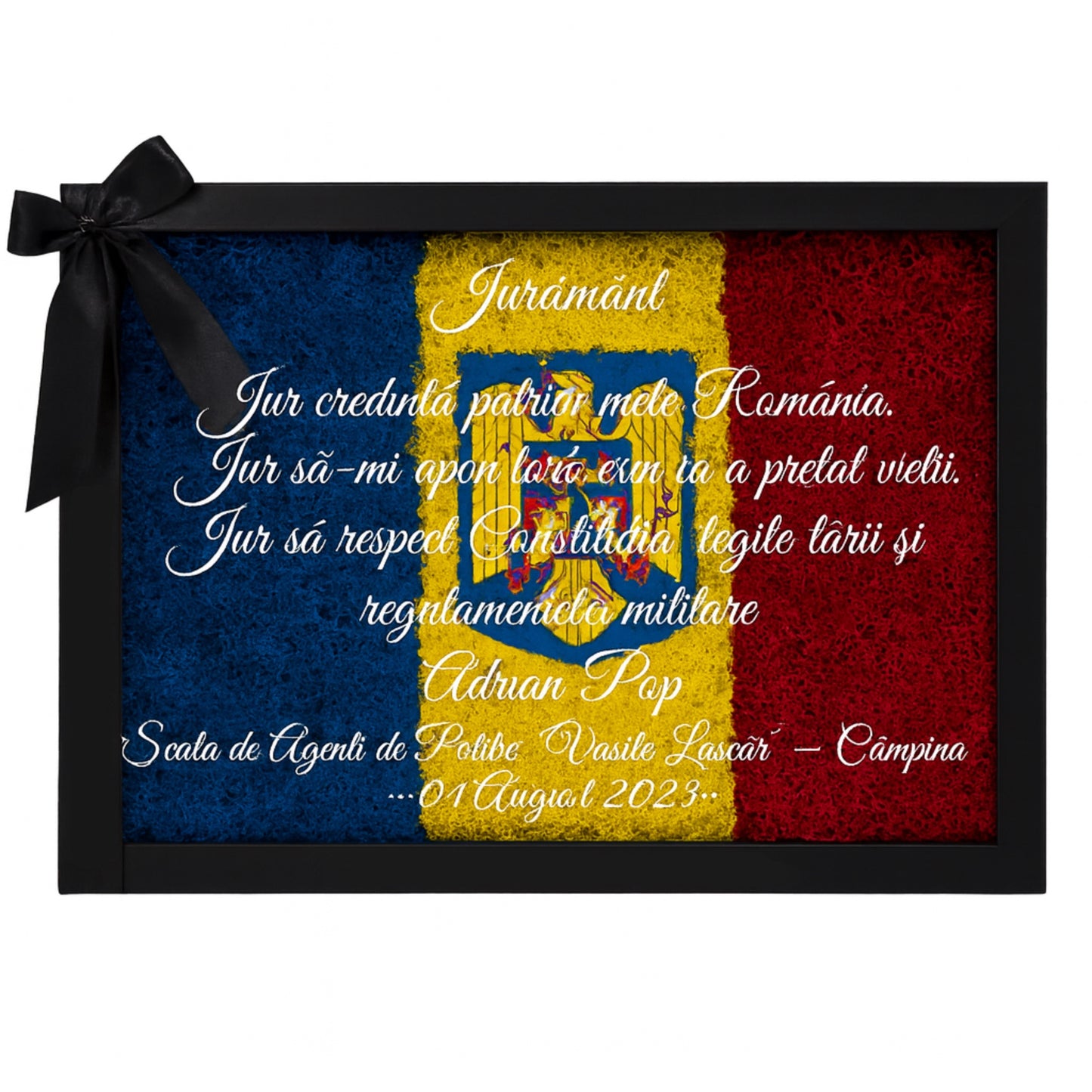 Ramă Depunere Jurământ cu Licheni Criogenați și Text Personalizat - 32x24x4.5 cm