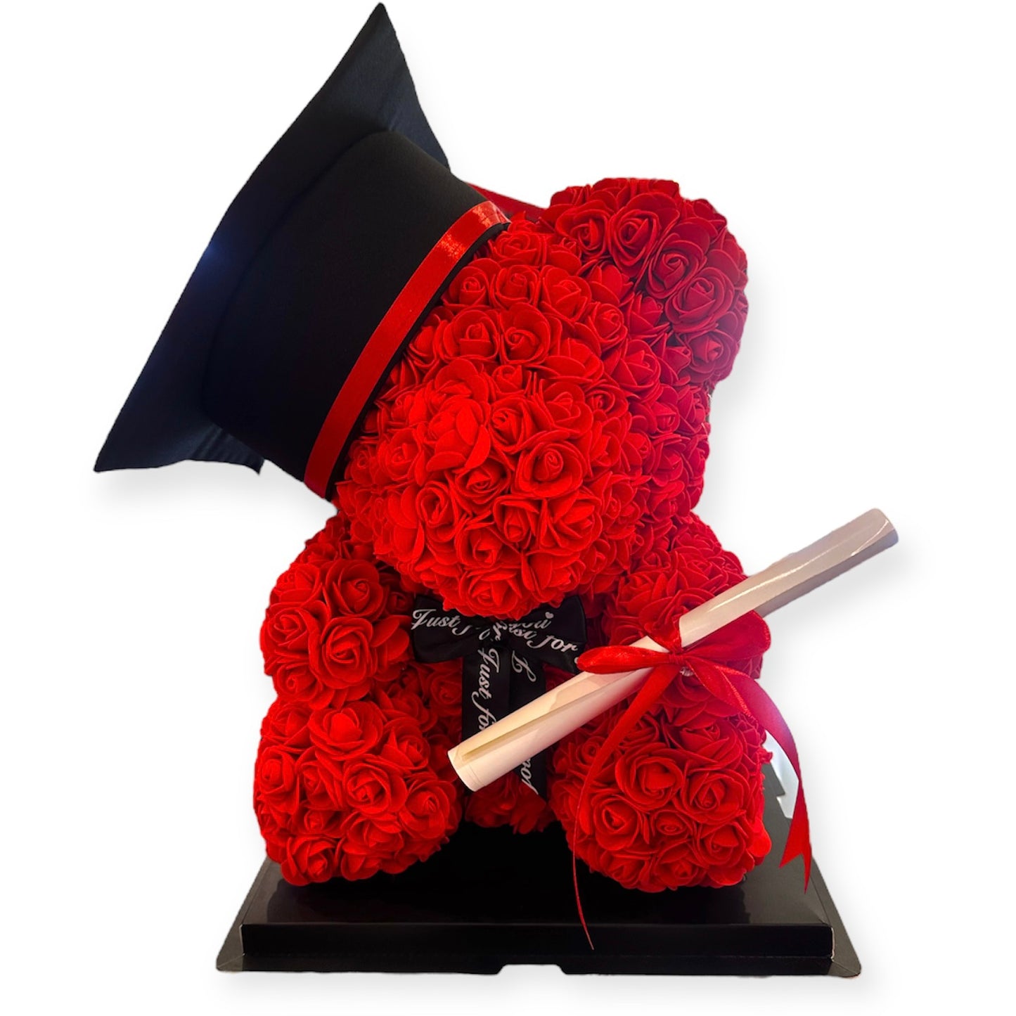 Urs 40cm cu flori absolvent
