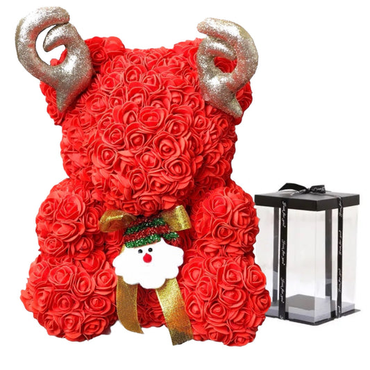 Urs mare 40cm cu tematică Crăciun + Cutie cadou