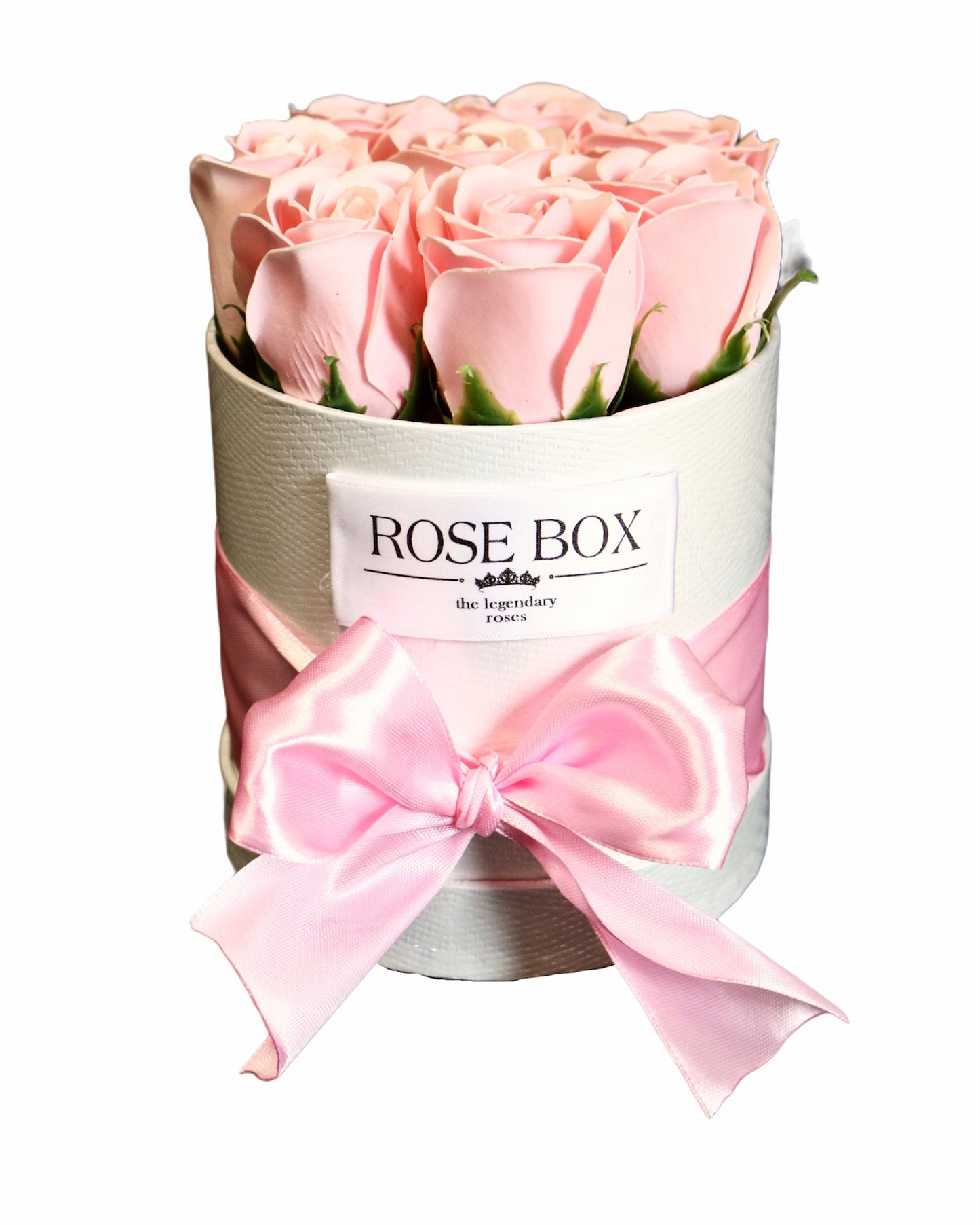 Cutie albă cu 9 trandafiri roz