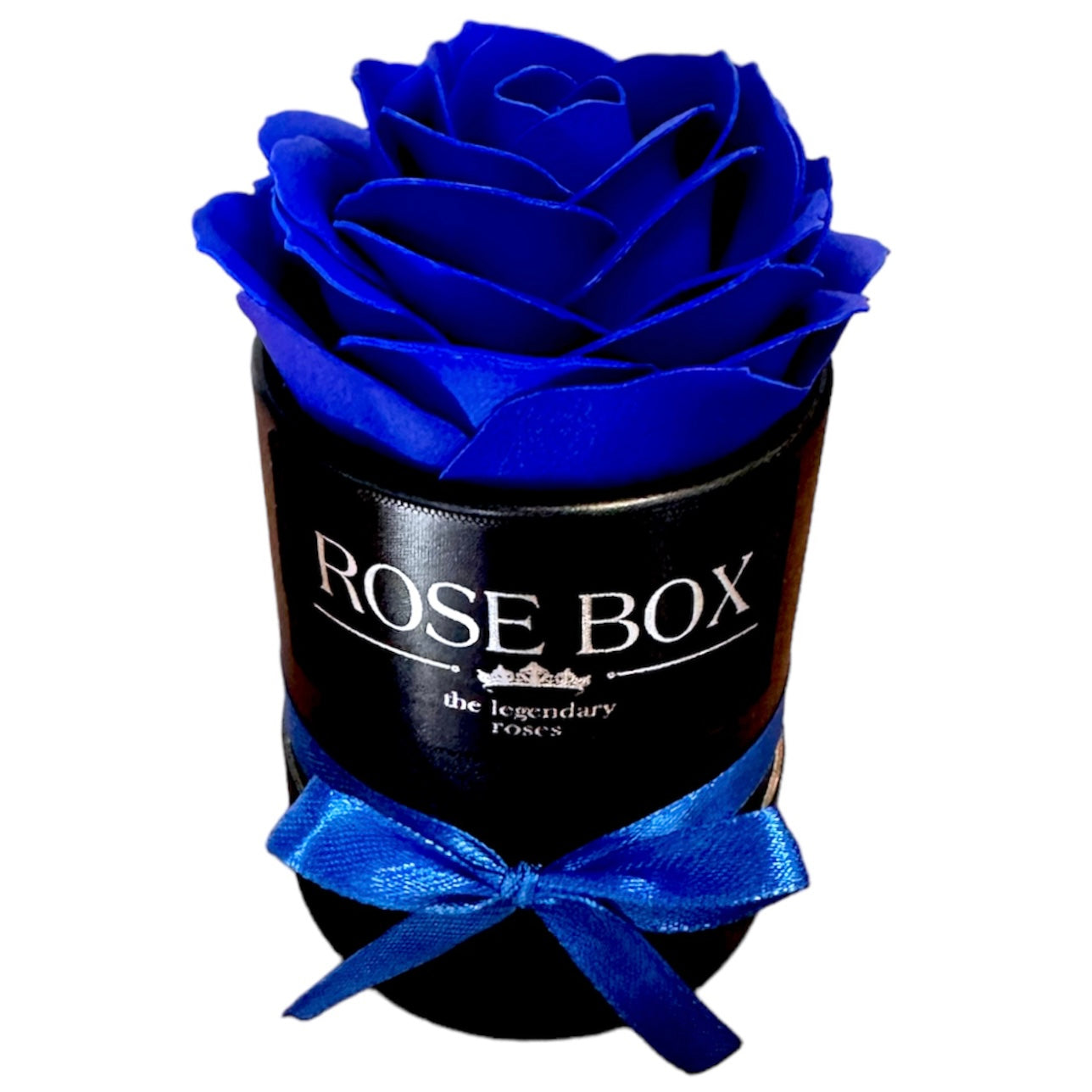 Trandafir mare albastru închis în cutie neagră