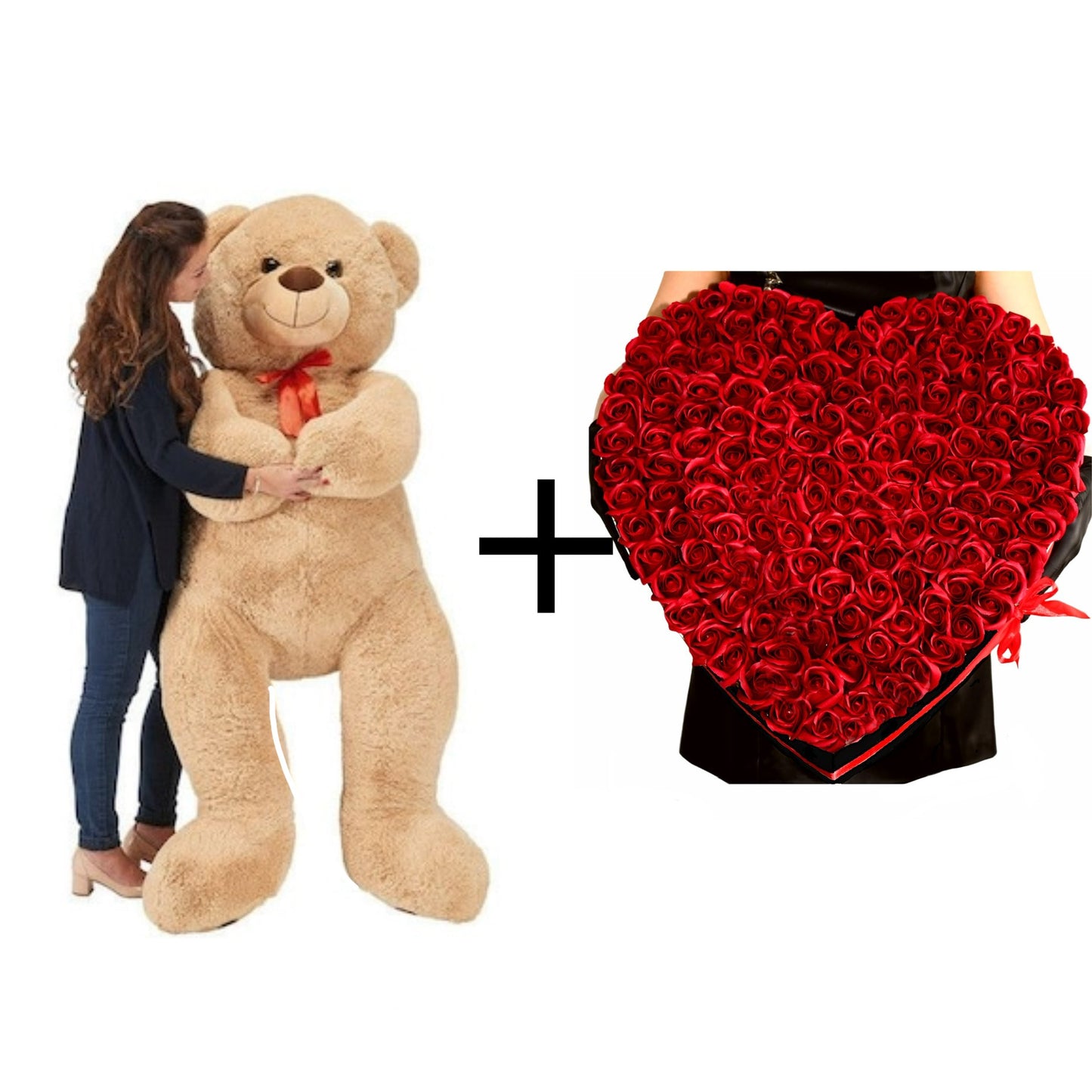 Urs imens 150cm+ Buchet imens inimă cu 181 trandafiri roșii