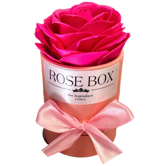 Trandafir mare ciclam în cutie roz